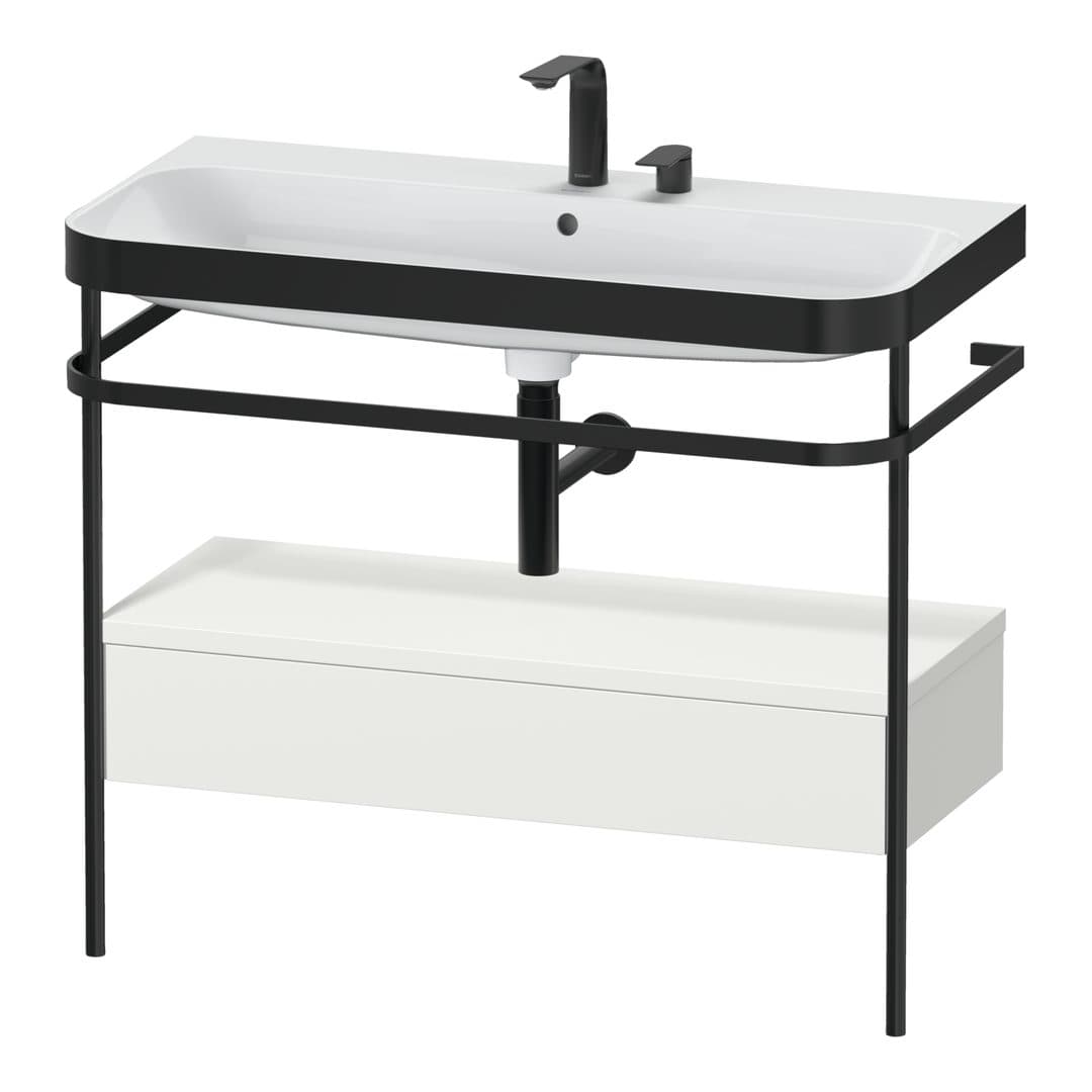 Duravit Happy D.2 – Βάση Νιπτήρα – 975 mm, με νιπτήρα, με συρτάρι, 1 συρτάρι, νιπτήρας κέντρο, έκδοση E, μοντέλο HP4743 – Nordic white Satin Matt, Lacquer (HP4743E3939)
