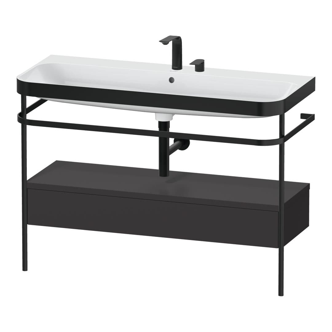 Duravit Happy D.2 – Βάση Νιπτήρα – 1175 mm, με νιπτήρα, με συρτάρι, 1 συρτάρι, νιπτήρας κέντρο, έκδοση E, μοντέλο HP4744 – Graphite Super Matt, Decor (HP4744E80800000)
