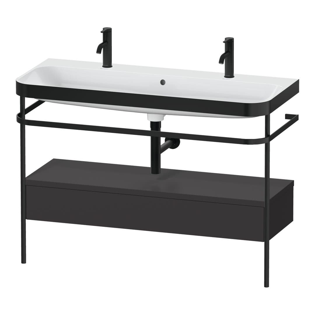 Duravit Happy D.2 – Βάση Νιπτήρα – 1175 mm, με νιπτήρα, με συρτάρι, 1 συρτάρι, νιπτήρας κέντρο, έκδοση O, μοντέλο HP4764 – Graphite Super Matt, Decor (HP4764O80800000)
