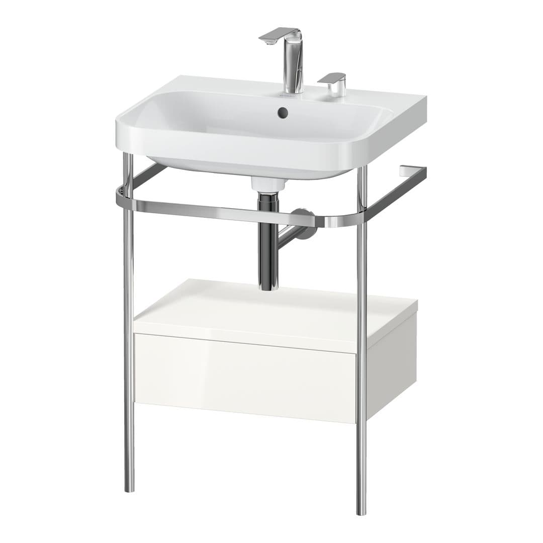 Duravit Happy D.2 – Βάση Νιπτήρα – 575 mm, με νιπτήρα, με συρτάρι, 1 συρτάρι, νιπτήρας κέντρο, έκδοση E, μοντέλο HP4840 – White High Gloss, Decor (HP4840E2222)