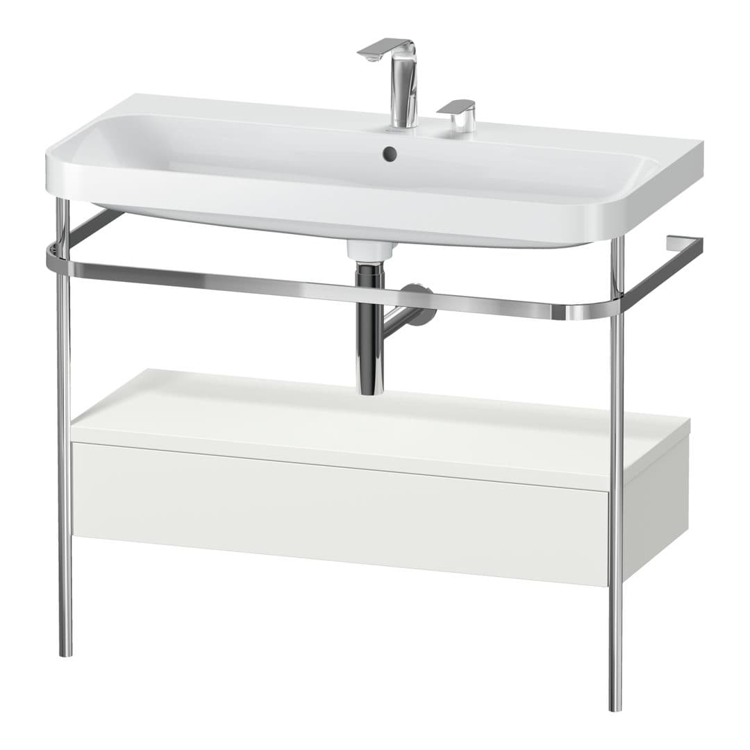Duravit Happy D.2 – Βάση Νιπτήρα – 975 mm, με νιπτήρα, με συρτάρι, 1 συρτάρι, νιπτήρας κέντρο, έκδοση E, μοντέλο HP4843 – Nordic white Satin Matt, Lacquer (HP4843E3939)