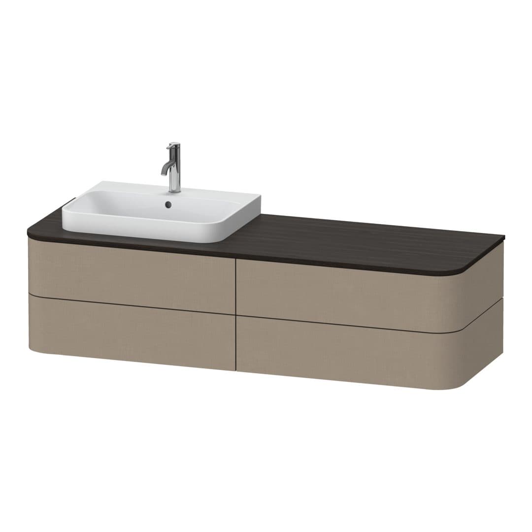 Duravit Happy D.2 – Έπιπλο Νιπτήρα – 1600 mm, για κονσόλα, 4 συρτάρια, νιπτήρας αριστερά, μοντέλο HP4963 – Linen Matt, Decor (HP4963L7575)