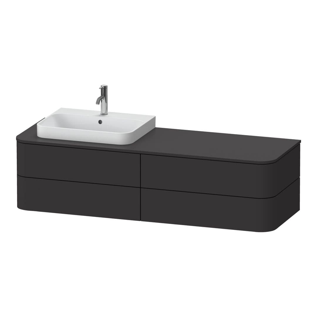Duravit Happy D.2 – Έπιπλο Νιπτήρα – 1600 mm, για κονσόλα, 4 συρτάρια, νιπτήρας αριστερά, μοντέλο HP4963 – Graphite Super Matt, Decor (HP4963L8080)