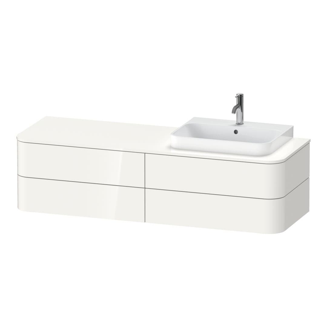 Duravit Happy D.2 – Έπιπλο Νιπτήρα – 1600 mm, για κονσόλα, 4 συρτάρια, νιπτήρας δεξιά, μοντέλο HP4963 – White High Gloss, Decor (HP4963R2222)