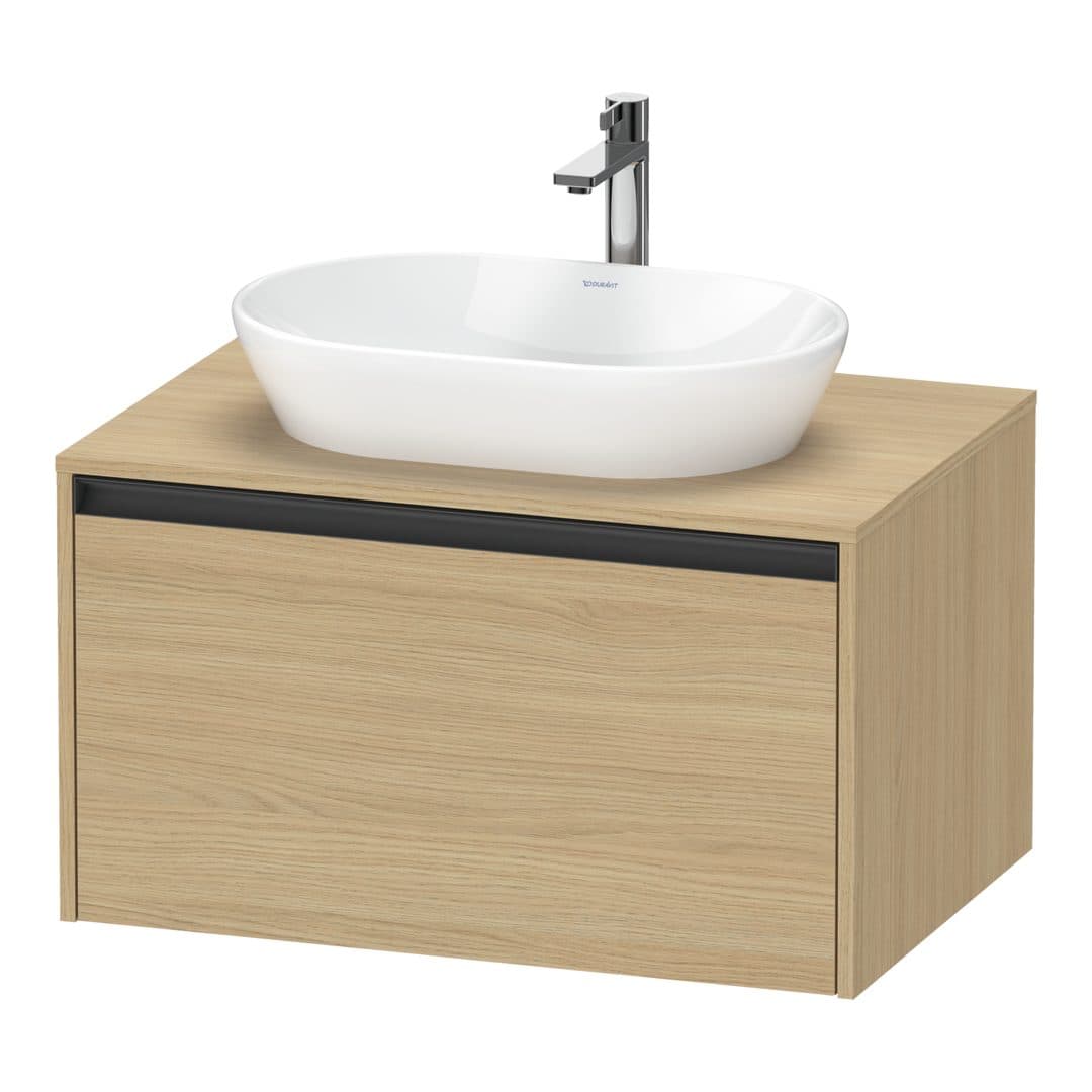 Duravit Ketho.2 – Έπιπλο Νιπτήρα – 800 mm, για κονσόλα, 1 συρτάρι, νιπτήρας κέντρο – Natural oak, Decor (K24885030300000)