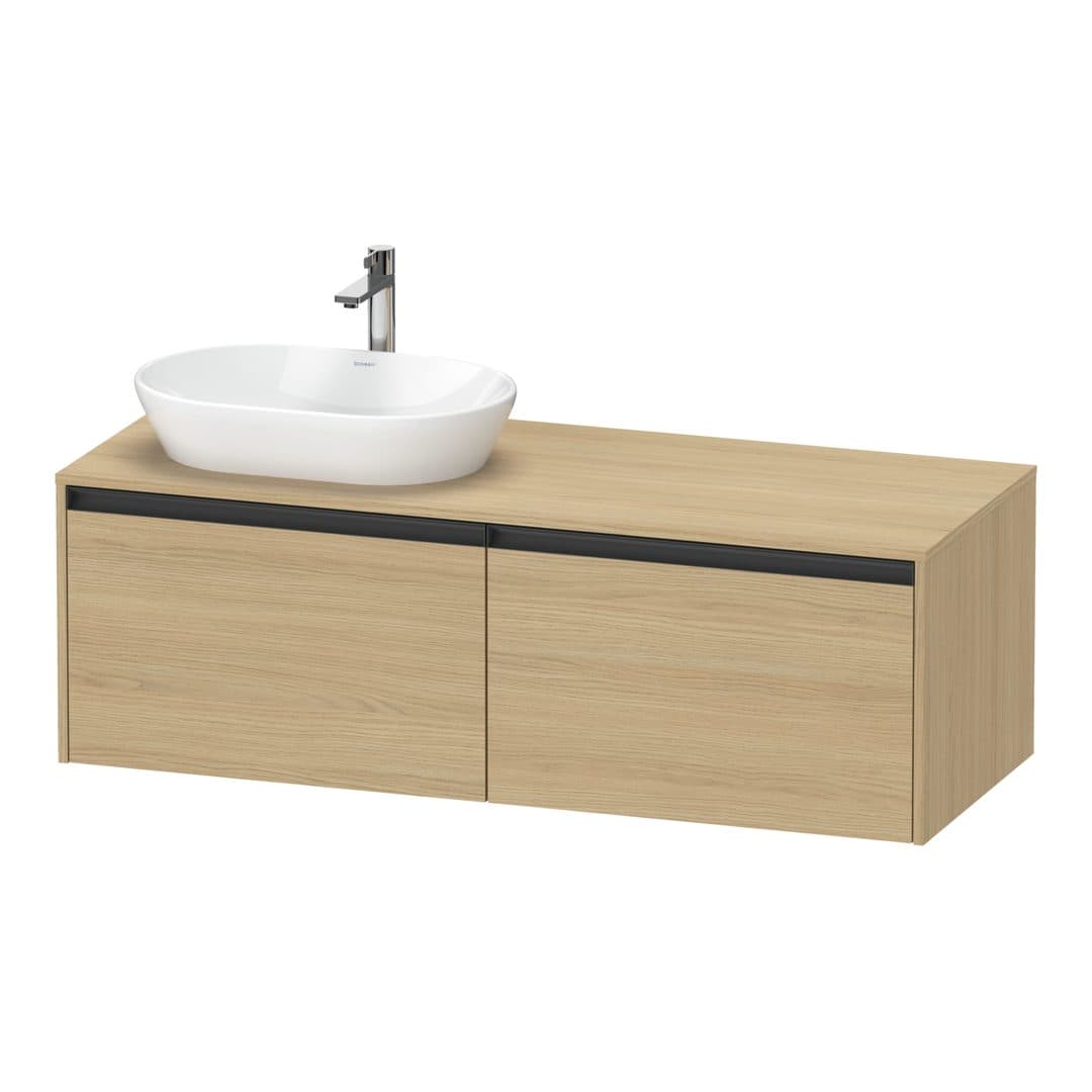Duravit Ketho.2 – Έπιπλο Νιπτήρα – 1400 mm, για κονσόλα, 2 συρτάρια, νιπτήρας αριστερά – Natural oak, Decor (K24888L30300000)