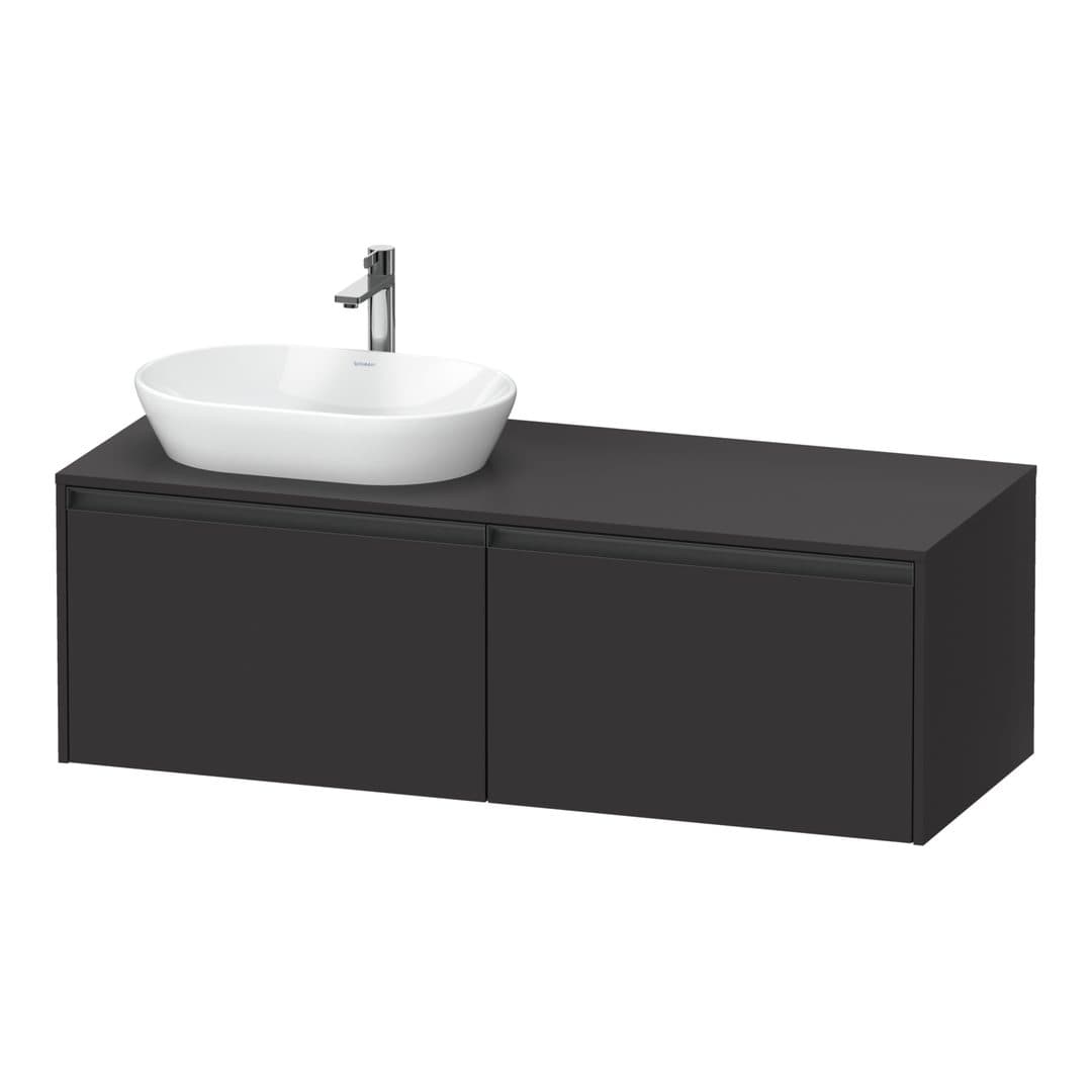 Duravit Ketho.2 – Έπιπλο Νιπτήρα – 1400 mm, για κονσόλα, 2 συρτάρια, νιπτήρας αριστερά – Graphite Super Matt, Decor (K24888L80800000)