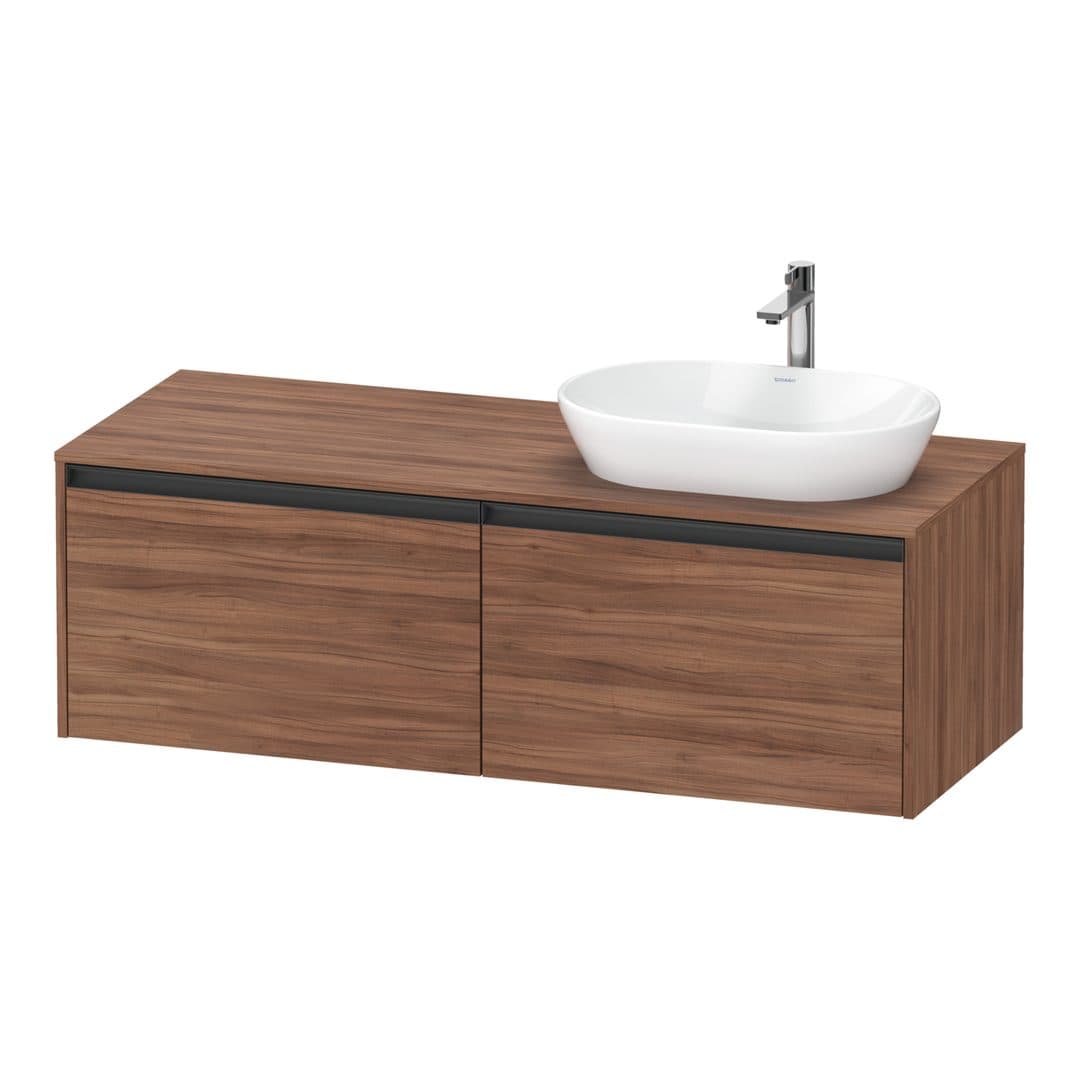 Duravit Ketho.2 – Έπιπλο Νιπτήρα – 1400 mm, για κονσόλα, 2 συρτάρια, νιπτήρας δεξιά – Walnut Matt, Decor (K24888R79790000)