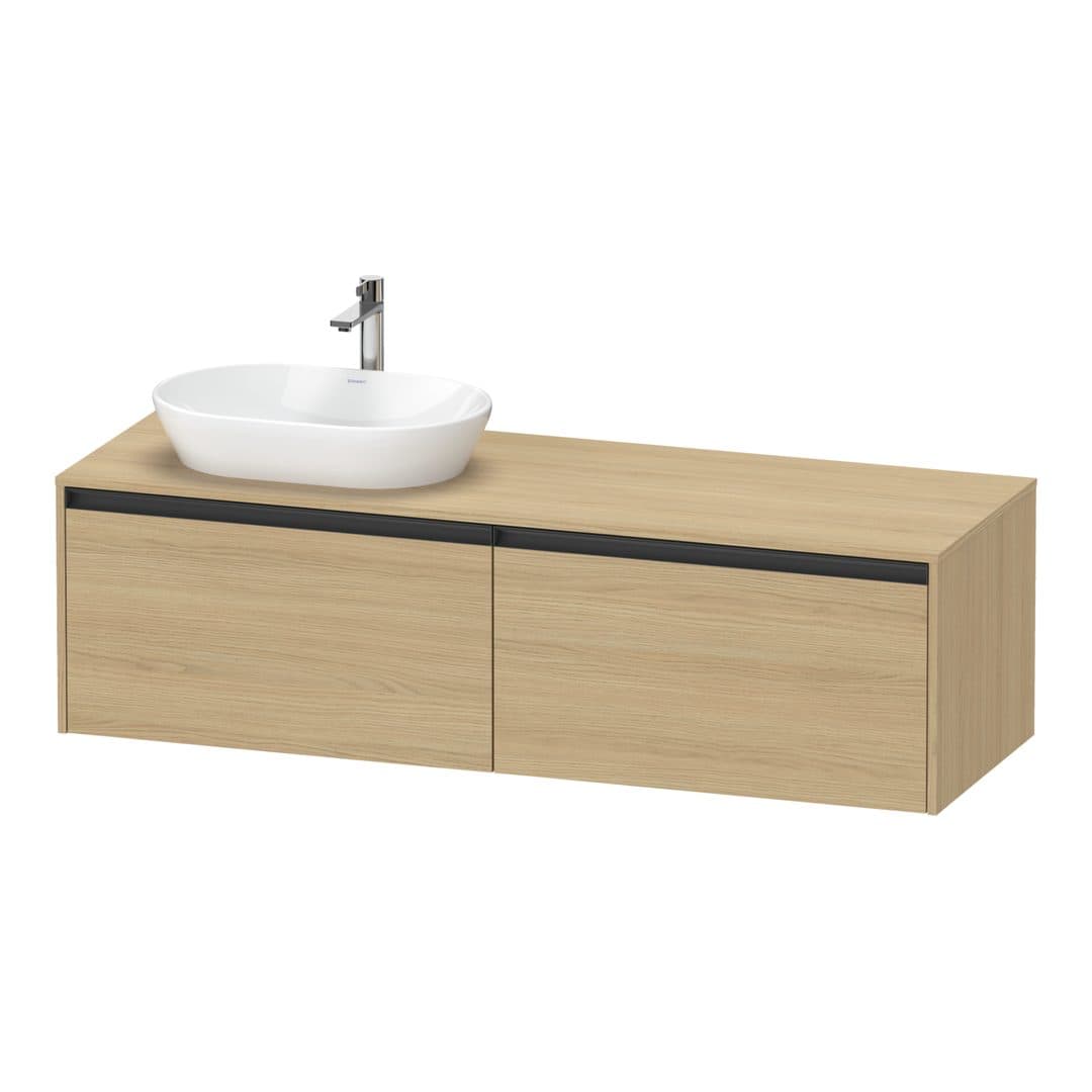 Duravit Ketho.2 – Έπιπλο Νιπτήρα – 1600 mm, για κονσόλα, 2 συρτάρια, νιπτήρας αριστερά – Natural oak, Decor (K24889L30300000)