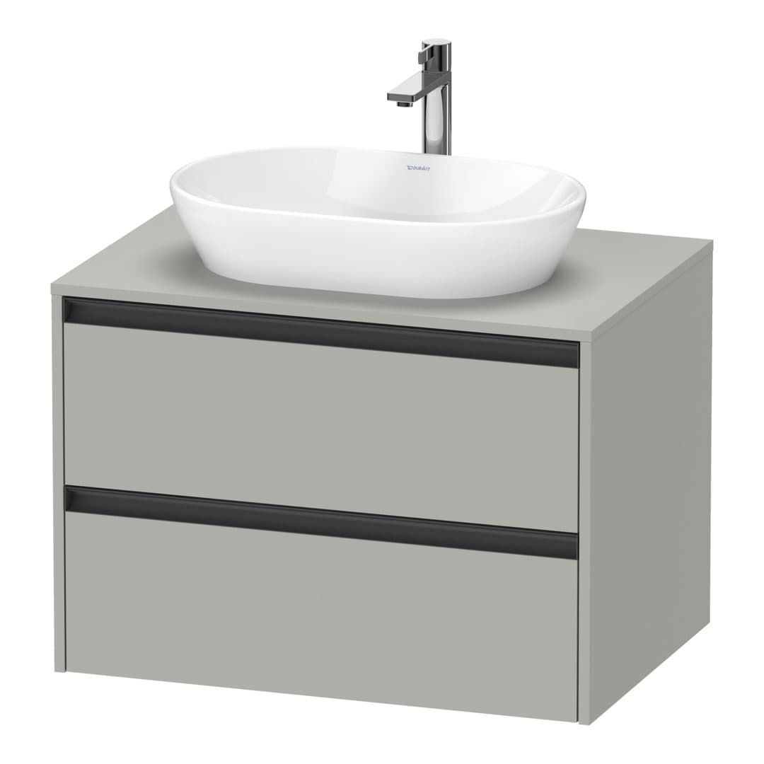 Duravit Ketho.2 – Έπιπλο Νιπτήρα – 800 mm, για κονσόλα, 2 συρτάρια, νιπτήρας κέντρο – Concrete grey Matt, Decor (K24895007070000)