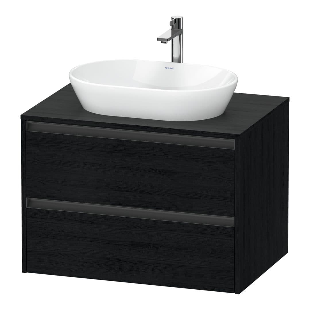 Duravit Ketho.2 – Έπιπλο Νιπτήρα – 800 mm, για κονσόλα, 2 συρτάρια, νιπτήρας κέντρο – Black oak Matt, Decor (K24895016160000)