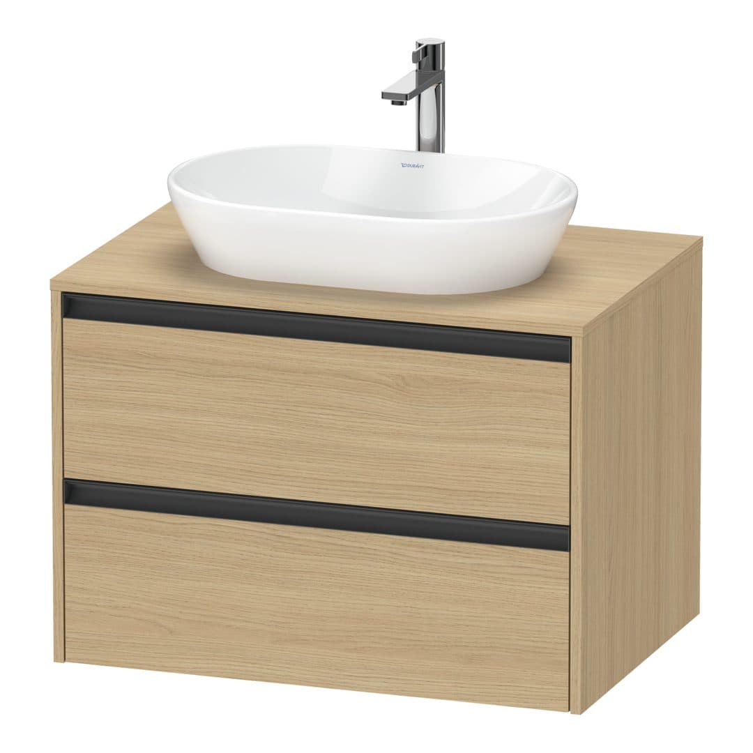 Duravit Ketho.2 – Έπιπλο Νιπτήρα – 800 mm, για κονσόλα, 2 συρτάρια, νιπτήρας κέντρο – Natural oak, Decor (K24895030300000)