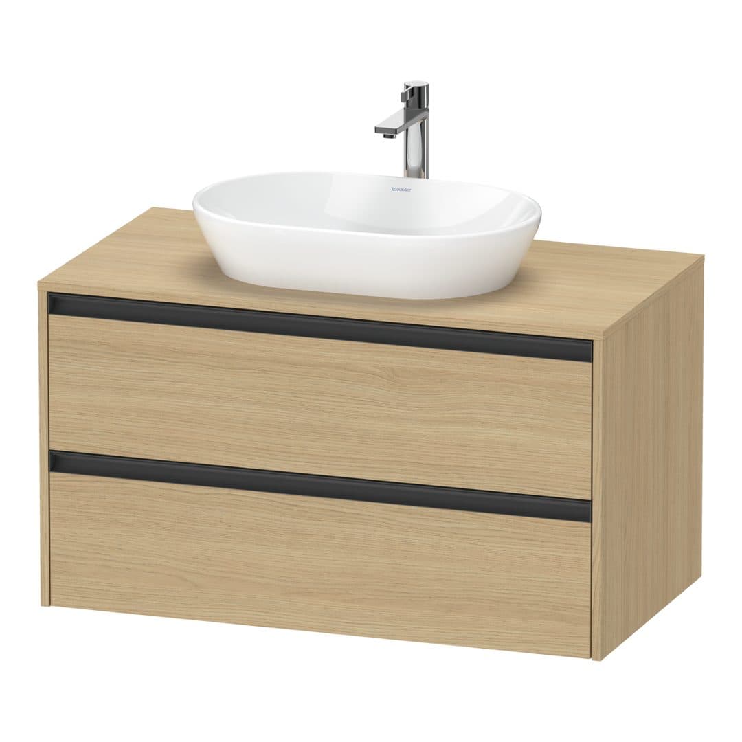 Duravit Ketho.2 – Έπιπλο Νιπτήρα – 1000 mm, για κονσόλα, 2 συρτάρια, νιπτήρας κέντρο – Natural oak, Decor (K24896030300000)