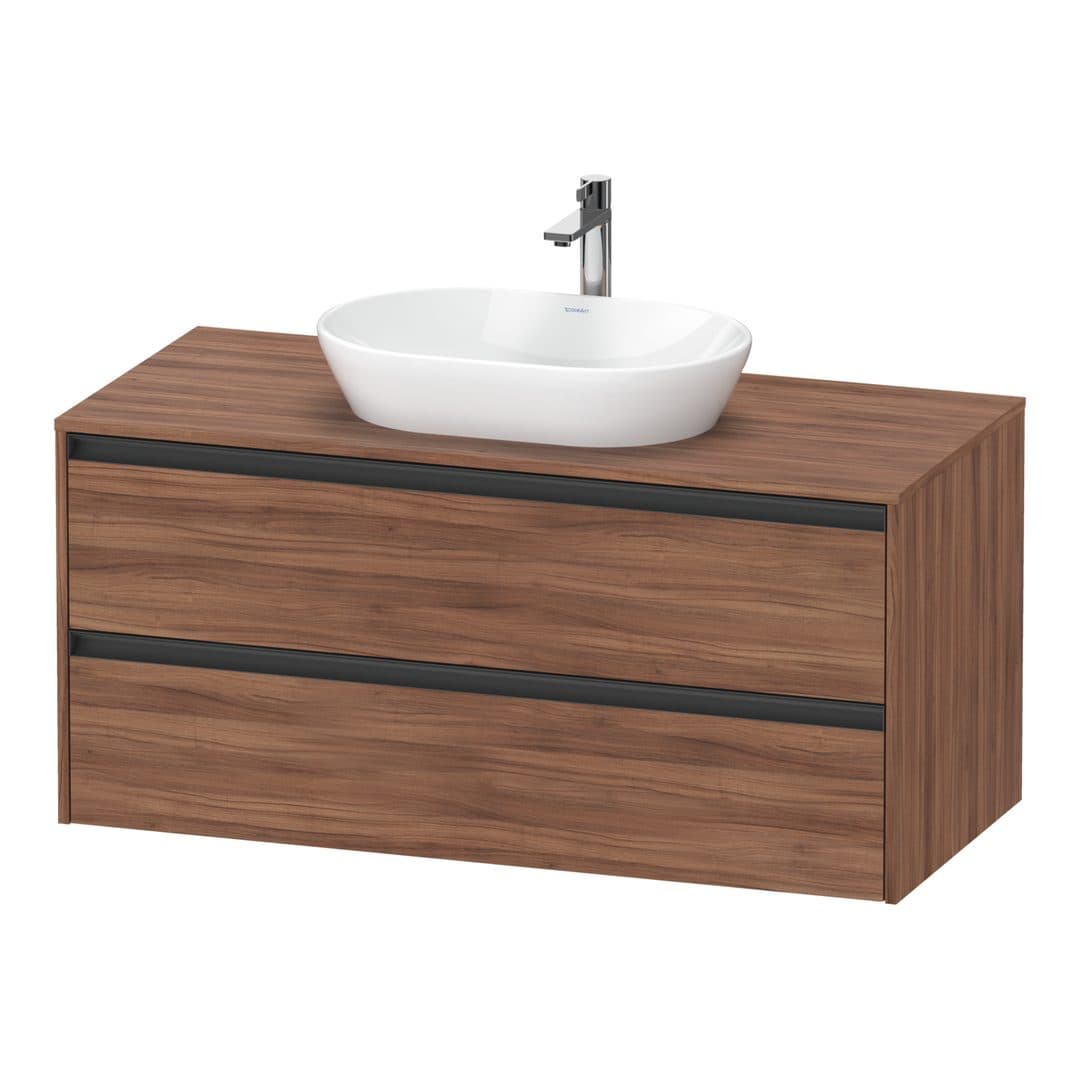 Duravit Ketho.2 – Έπιπλο Νιπτήρα – 1200 mm, για κονσόλα, 2 συρτάρια, νιπτήρας κέντρο – Walnut Matt, Decor (K24897079790000)
