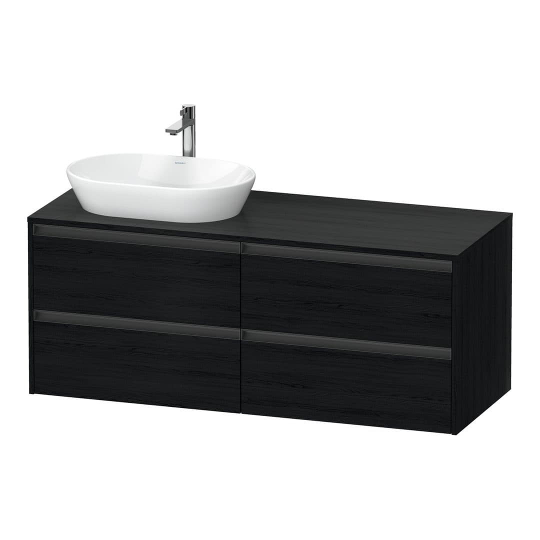Duravit Ketho.2 – Έπιπλο Νιπτήρα – 1400 mm, για κονσόλα, 4 συρτάρια, νιπτήρας αριστερά – Black oak Matt, Decor (K24898L16160000)