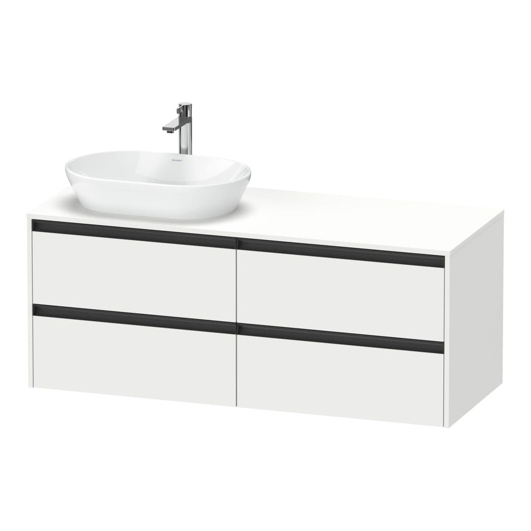 Duravit Ketho.2 – Έπιπλο Νιπτήρα – 1400 mm, για κονσόλα, 4 συρτάρια, νιπτήρας αριστερά – White Matt, Decor (K24898L18180000)