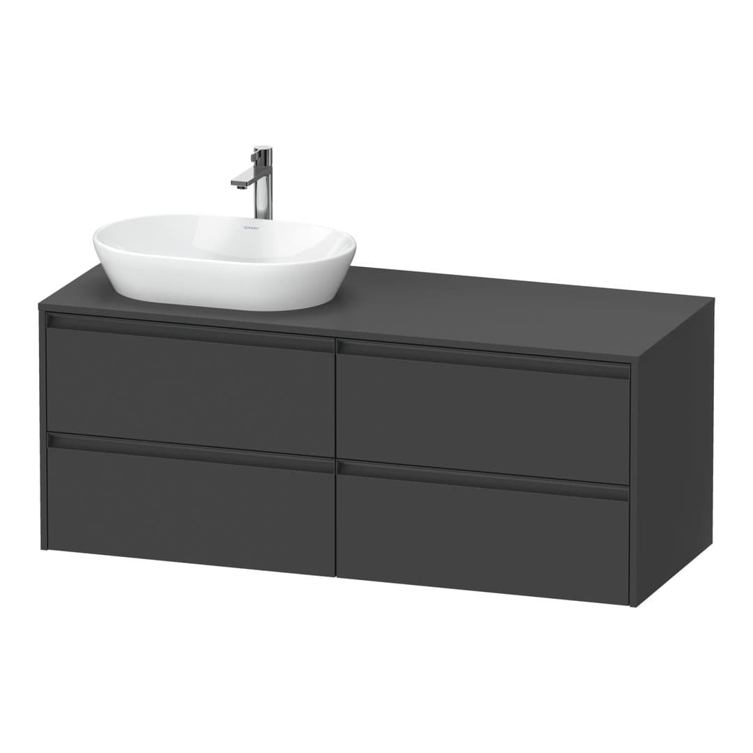 Duravit Ketho.2 – Έπιπλο Νιπτήρα – 1400 mm, για κονσόλα, 4 συρτάρια, νιπτήρας αριστερά – Graphite Matt, Decor (K24898L49490000)