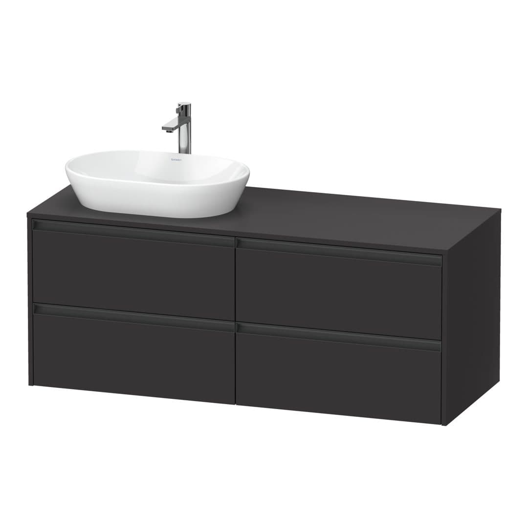 Duravit Ketho.2 – Έπιπλο Νιπτήρα – 1400 mm, για κονσόλα, 4 συρτάρια, νιπτήρας αριστερά – Graphite Super Matt, Decor (K24898L80800000)