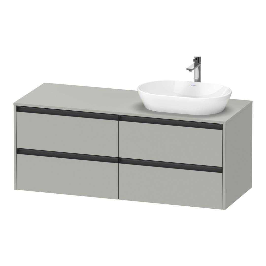 Duravit Ketho.2 – Έπιπλο Νιπτήρα – 1400 mm, για κονσόλα, 4 συρτάρια, νιπτήρας δεξιά – Concrete grey Matt, Decor (K24898R07070000)