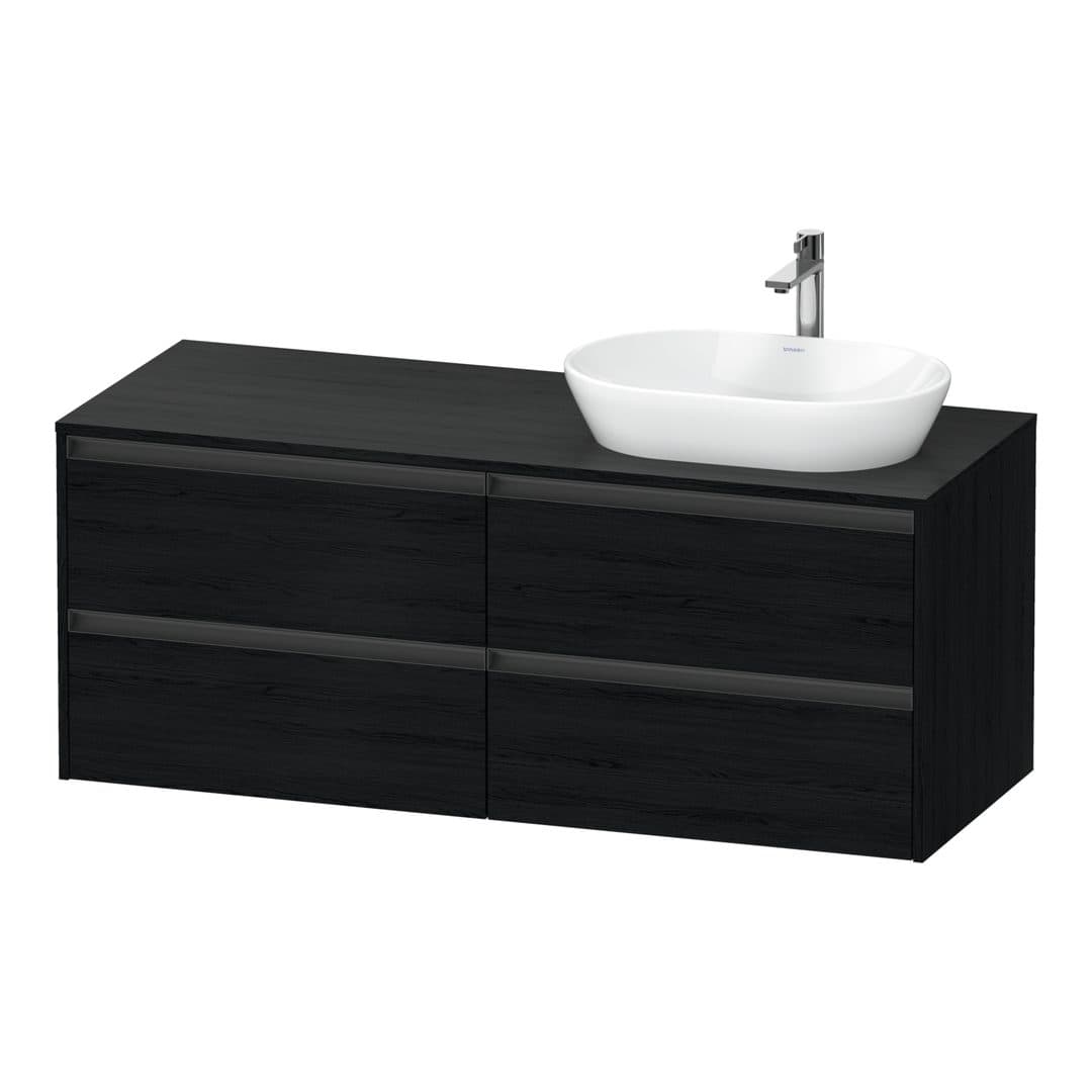 Duravit Ketho.2 – Έπιπλο Νιπτήρα – 1400 mm, για κονσόλα, 4 συρτάρια, νιπτήρας δεξιά – Black oak Matt, Decor (K24898R16160000)