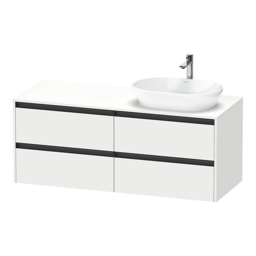 Duravit Ketho.2 – Έπιπλο Νιπτήρα – 1400 mm, για κονσόλα, 4 συρτάρια, νιπτήρας δεξιά – White Matt, Decor (K24898R18180000)