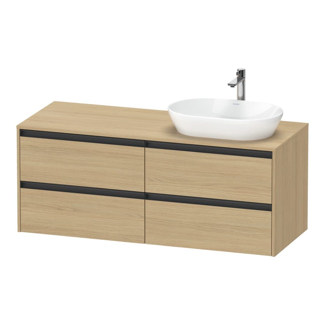 Duravit Ketho.2 – Έπιπλο Νιπτήρα – 1400 mm, για κονσόλα, 4 συρτάρια, νιπτήρας δεξιά – Natural oak, Decor (K24898R30300000)