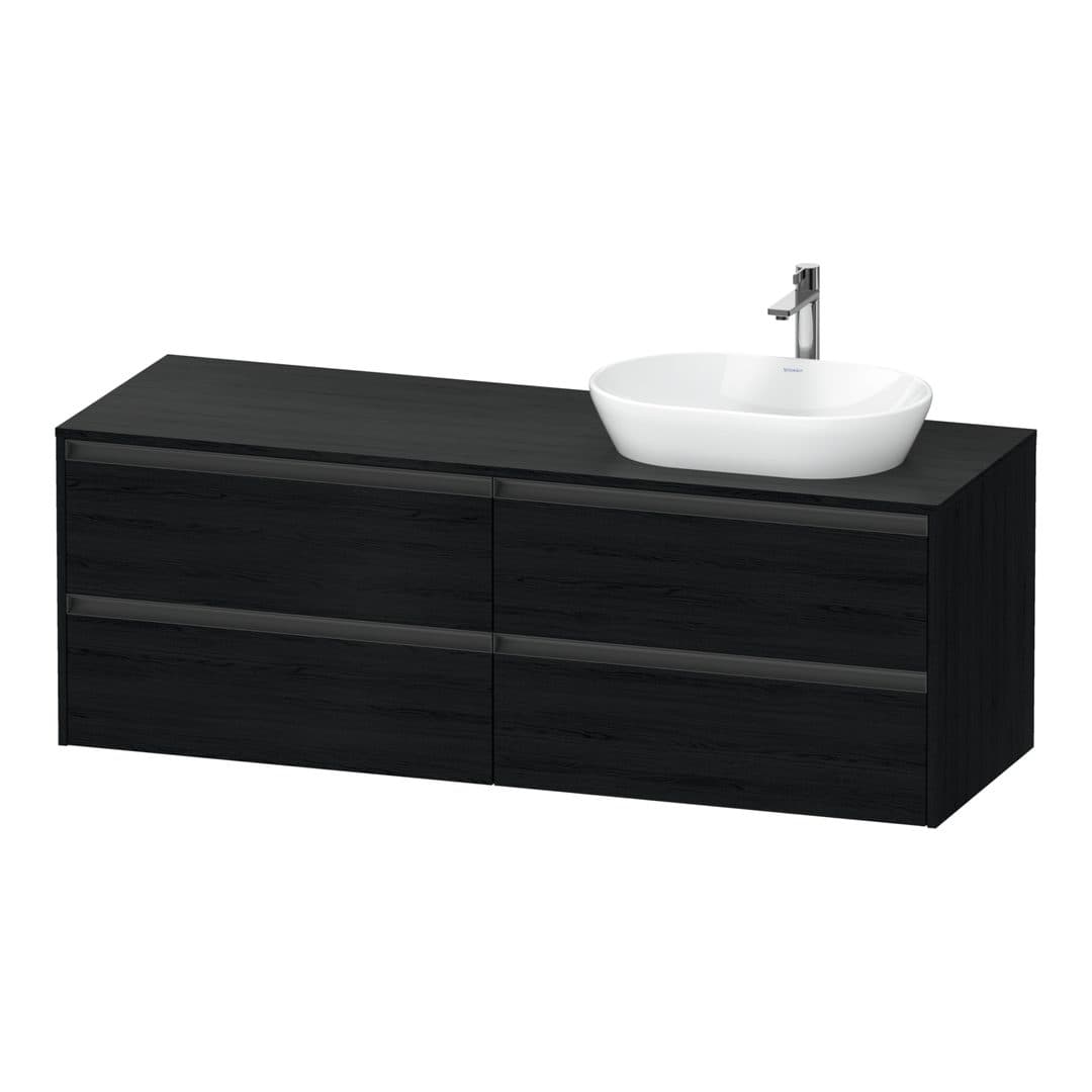 Duravit Ketho.2 – Έπιπλο Νιπτήρα – 1600 mm, για κονσόλα, 4 συρτάρια, νιπτήρας δεξιά – Black oak Matt, Decor (K24899R16160000)