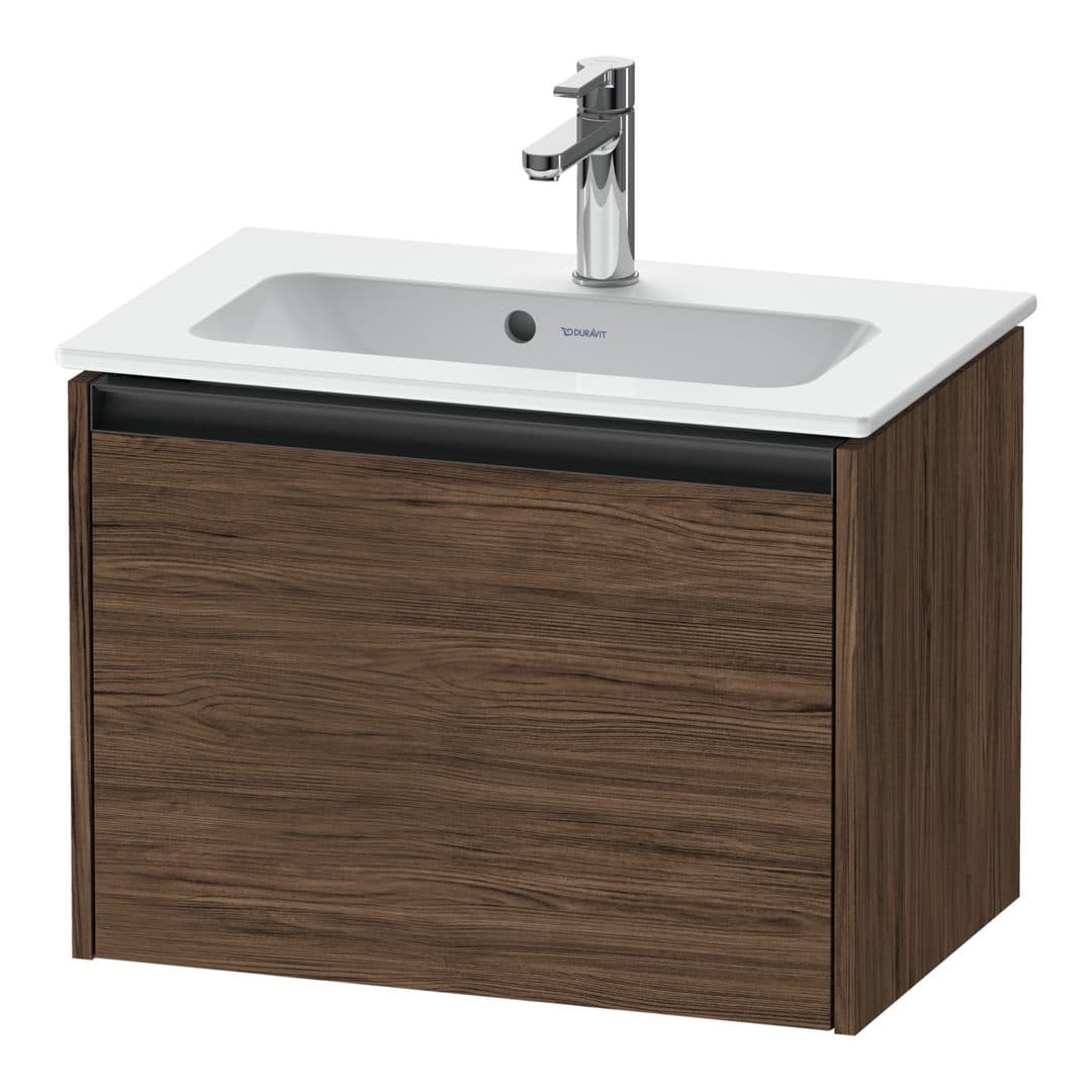 Duravit Ketho.2 – Έπιπλο Νιπτήρα – 610 mm, 1 συρτάρι, νιπτήρας κέντρο, Compact – Walnut dark Matt, Decor (K25055021210000)