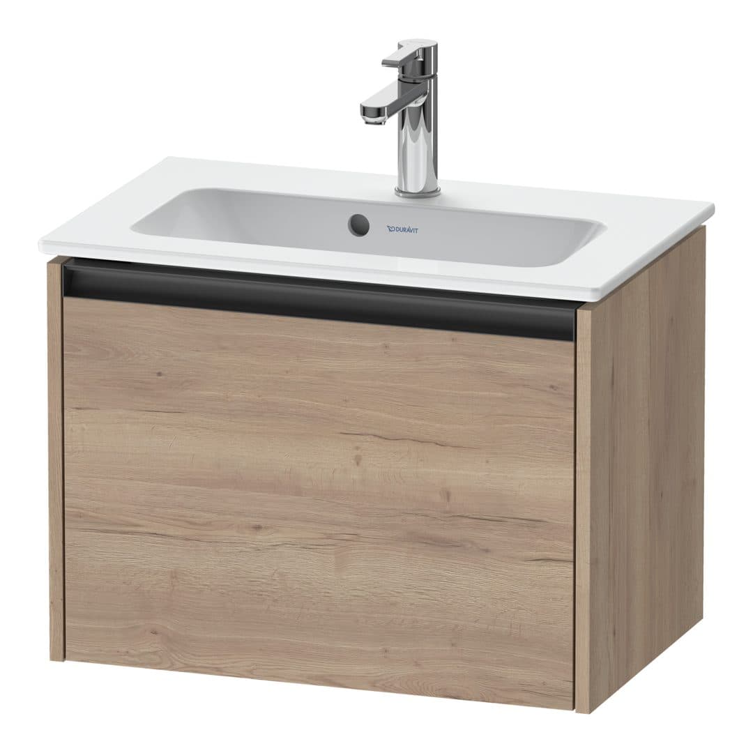 Duravit Ketho.2 – Έπιπλο Νιπτήρα – 610 mm, 1 συρτάρι, νιπτήρας κέντρο, Compact – Marbled Oak Matt, Decor (K25055055550000)