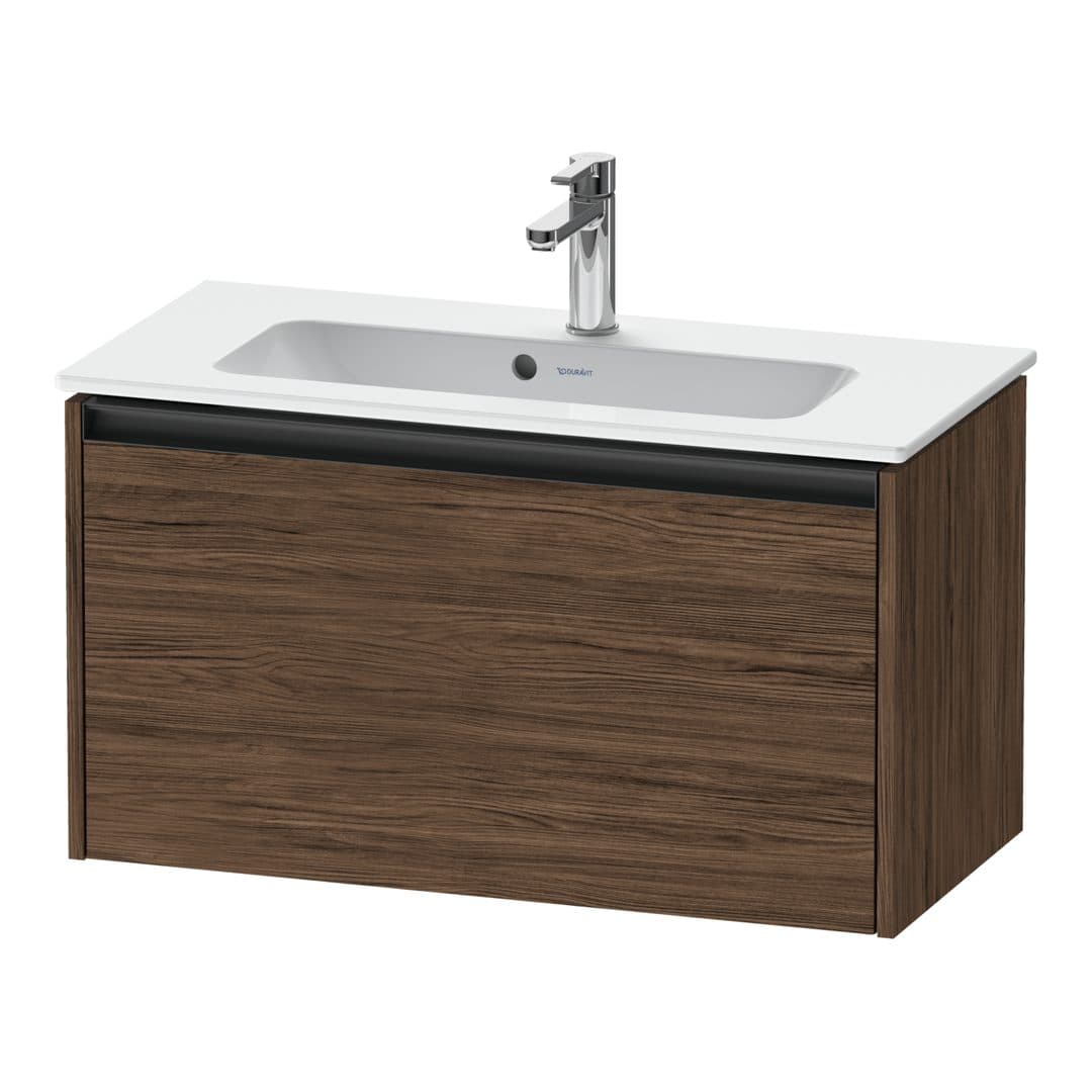 Duravit Ketho.2 – Έπιπλο Νιπτήρα – 810 mm, 1 συρτάρι, νιπτήρας κέντρο, Compact – Walnut dark Matt, Decor (K25056021210000)