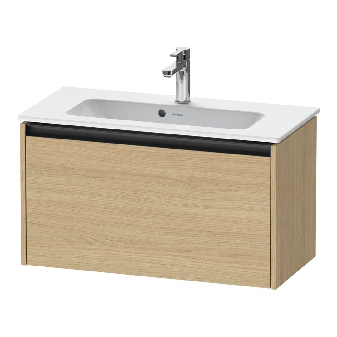 Duravit Ketho.2 – Έπιπλο Νιπτήρα – 810 mm, 1 συρτάρι, νιπτήρας κέντρο, Compact – Natural oak, Decor (K25056030300000)