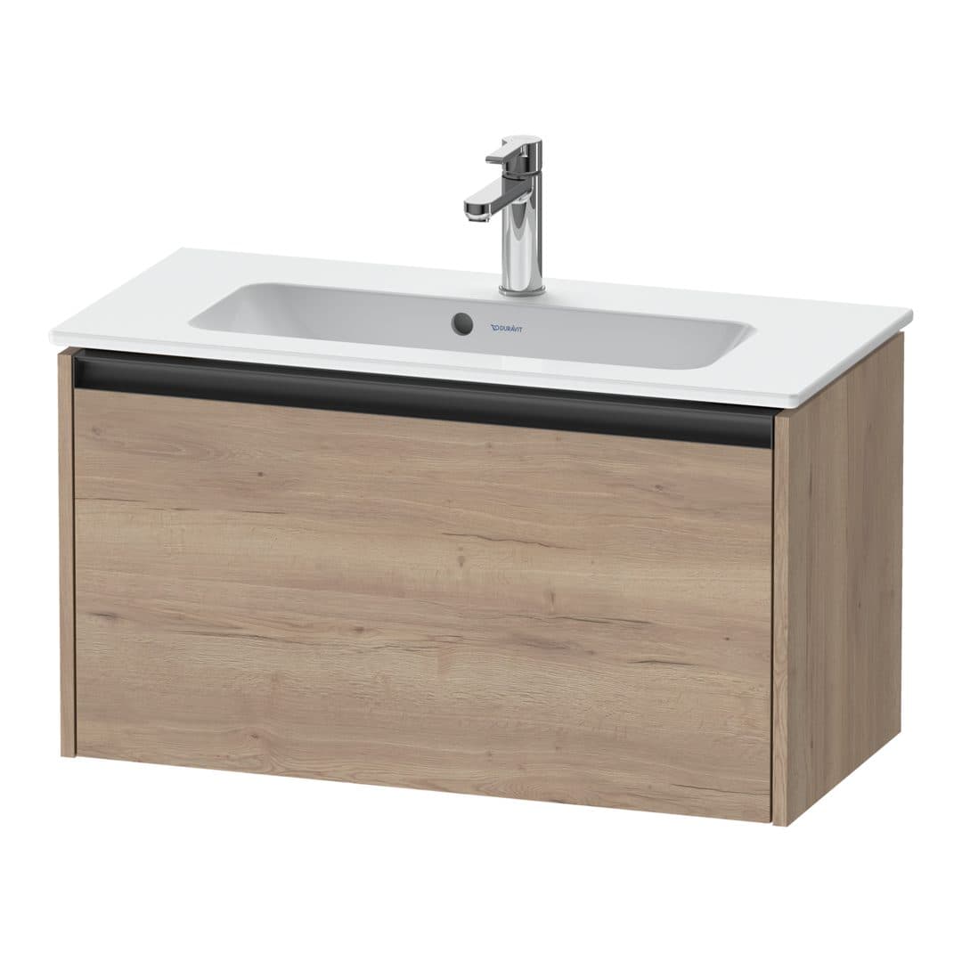 Duravit Ketho.2 – Έπιπλο Νιπτήρα – 810 mm, 1 συρτάρι, νιπτήρας κέντρο, Compact – Marbled Oak Matt, Decor (K25056055550000)