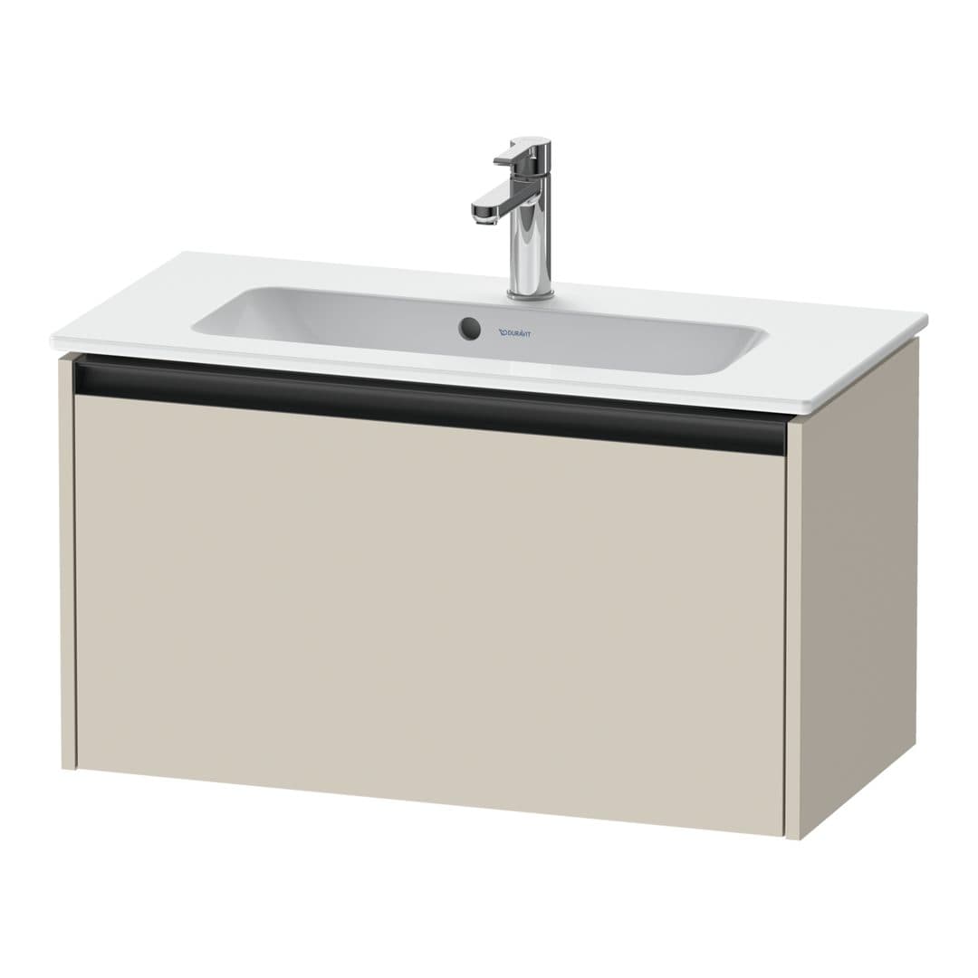 Duravit Ketho.2 – Έπιπλο Νιπτήρα – 810 mm, 1 συρτάρι, νιπτήρας κέντρο, Compact – Taupe Super Matt, Decor (K25056083830000)