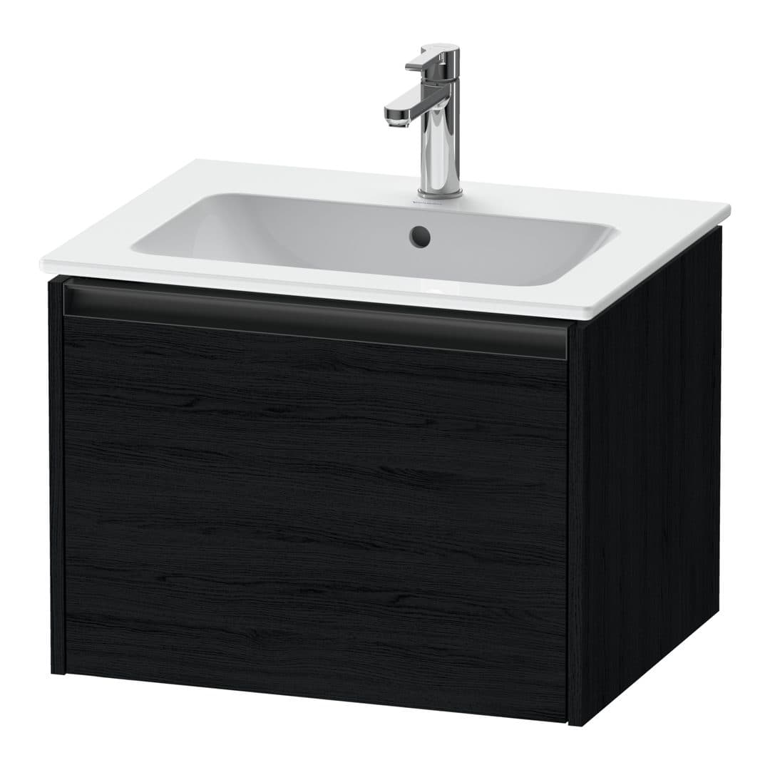 Duravit Ketho.2 – Έπιπλο Νιπτήρα – 610 mm, 1 συρτάρι, νιπτήρας κέντρο – Black oak Matt, Decor (K25062016160000)