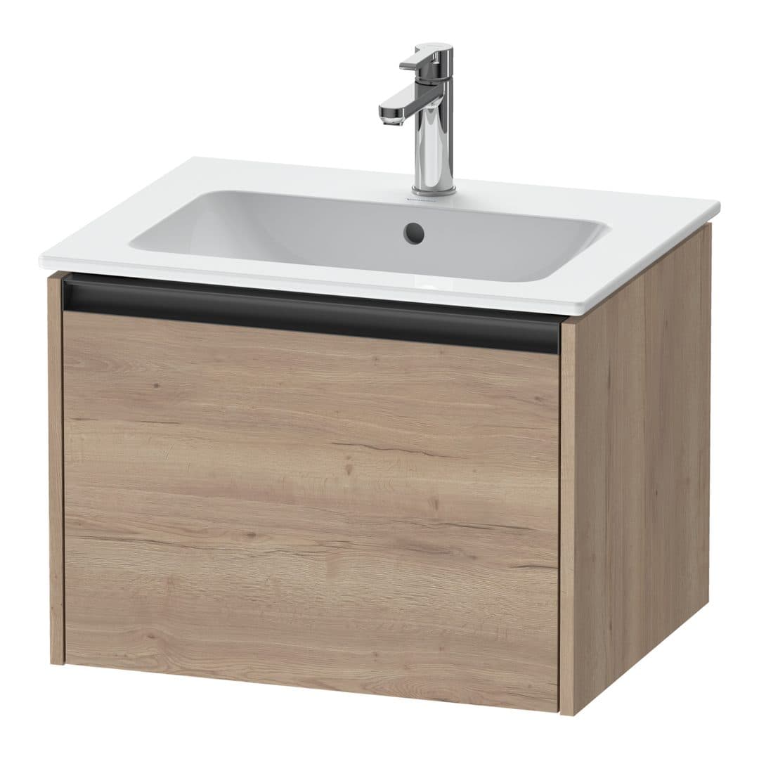 Duravit Ketho.2 – Έπιπλο Νιπτήρα – 610 mm, 1 συρτάρι, νιπτήρας κέντρο – Marbled Oak Matt, Decor (K25062055550000)