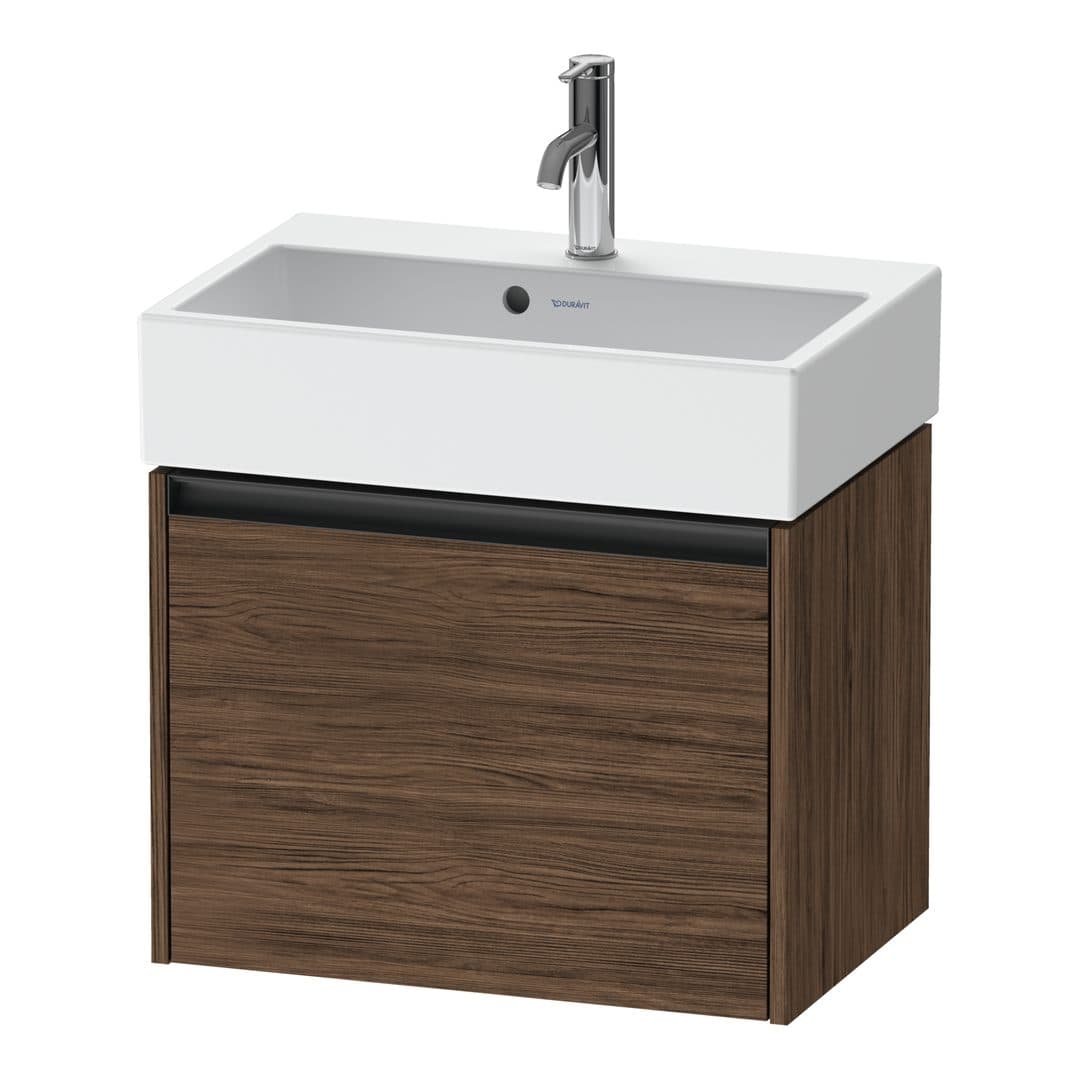 Duravit Ketho.2 – Έπιπλο Νιπτήρα – 584 mm, 1 συρτάρι, νιπτήρας κέντρο, Compact – Walnut dark Matt, Decor (K25073021210000)