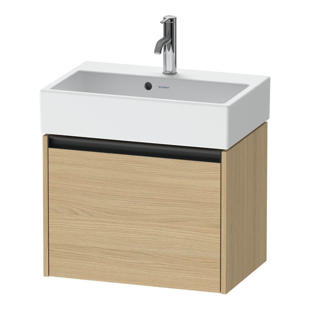 Duravit Ketho.2 – Έπιπλο Νιπτήρα – 584 mm, 1 συρτάρι, νιπτήρας κέντρο, Compact – Natural oak, Decor (K25073030300000)