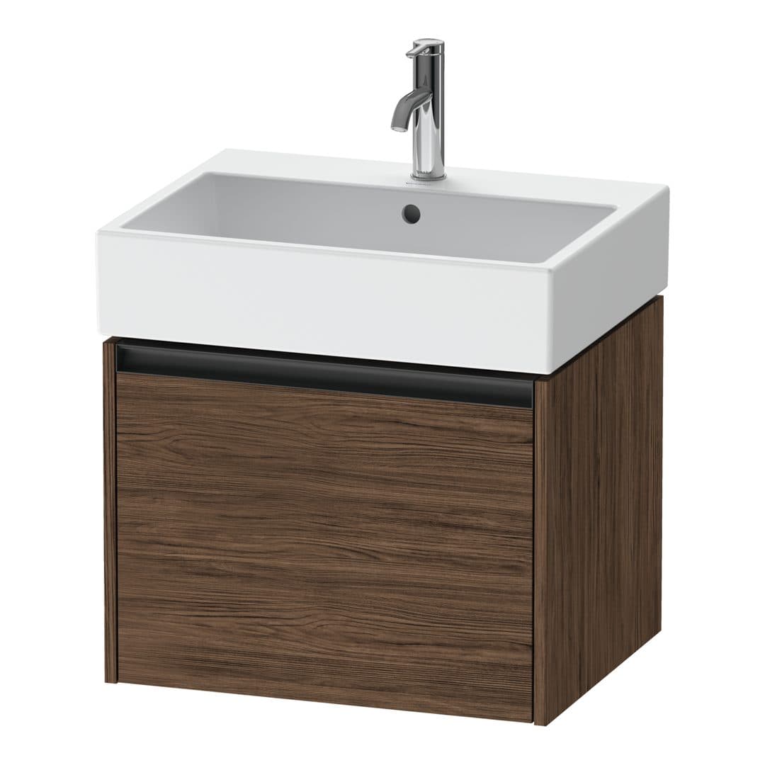 Duravit Ketho.2 – Έπιπλο Νιπτήρα – 584 mm, 1 συρτάρι, νιπτήρας κέντρο, 584 x 460 x 440 mm – Walnut dark Matt, Decor (K25075021210000)