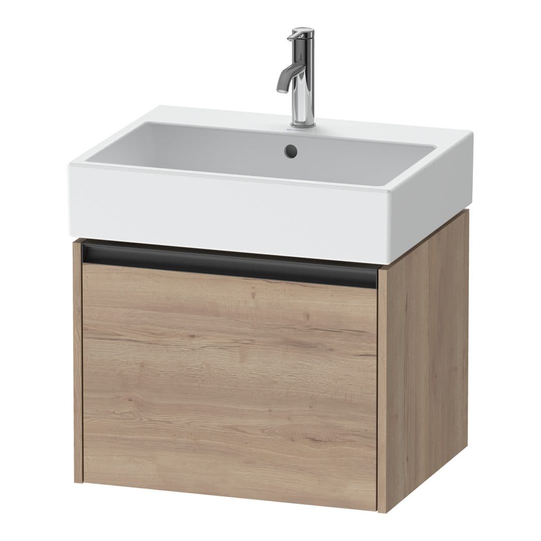 Duravit Ketho.2 – Έπιπλο Νιπτήρα – 584 mm, 1 συρτάρι, νιπτήρας κέντρο, 584 x 460 x 440 mm – Marbled Oak Matt, Decor (K25075055550000)
