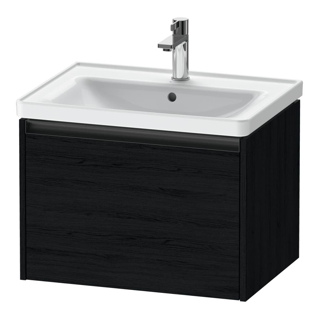Duravit Ketho.2 – Έπιπλο Νιπτήρα – 634 mm, 1 συρτάρι, νιπτήρας κέντρο – Black oak Matt, Decor (K25082016160000)