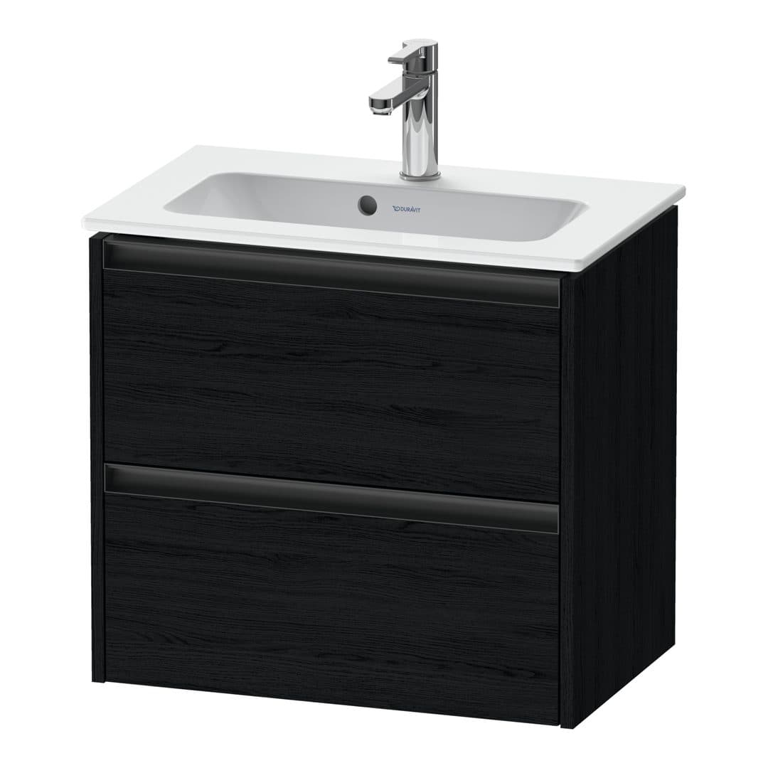 Duravit Ketho.2 – Έπιπλο Νιπτήρα – 610 mm, 2 συρτάρια, νιπτήρας κέντρο, Compact – Black oak Matt, Decor (K25255016160000)