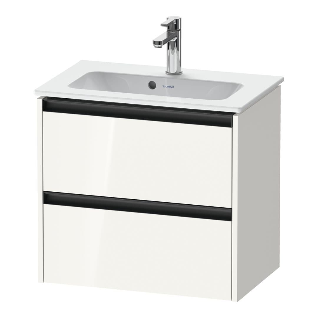 Duravit Ketho.2 – Έπιπλο Νιπτήρα – 610 mm, 2 συρτάρια, νιπτήρας κέντρο, Compact – White High Gloss, Decor (K25255022220000)