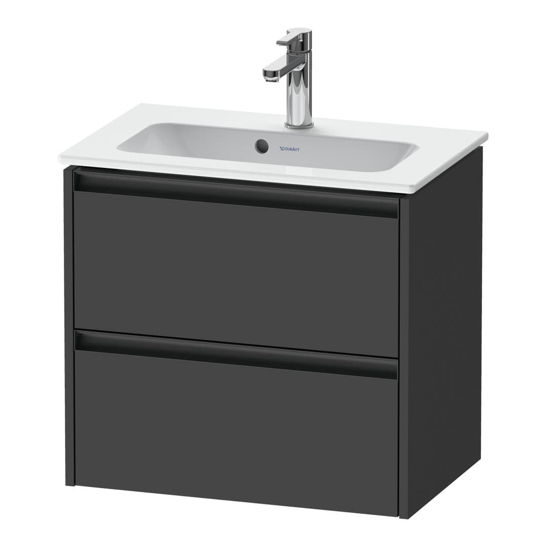 Duravit Ketho.2 – Έπιπλο Νιπτήρα – 610 mm, 2 συρτάρια, νιπτήρας κέντρο, Compact – Graphite Matt, Decor (K25255049490000)
