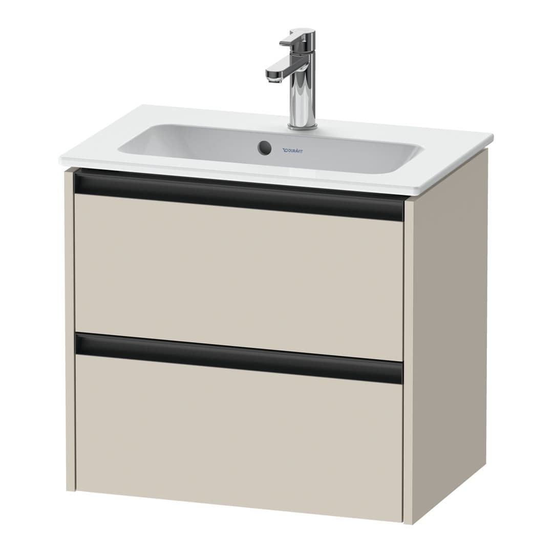 Duravit Ketho.2 – Έπιπλο Νιπτήρα – 610 mm, 2 συρτάρια, νιπτήρας κέντρο, Compact – Taupe Super Matt, Decor (K25255083830000)