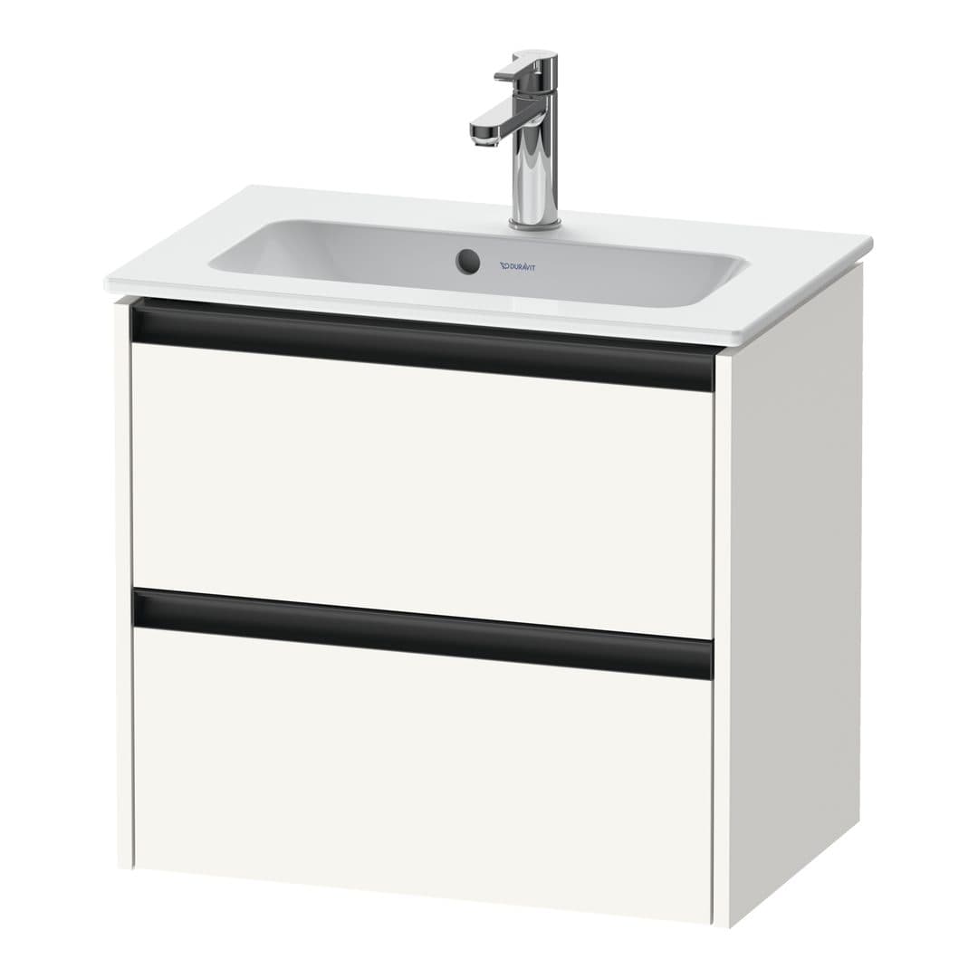 Duravit Ketho.2 – Έπιπλο Νιπτήρα – 610 mm, 2 συρτάρια, νιπτήρας κέντρο, Compact – White Super Matt, Decor (K25255084840000)
