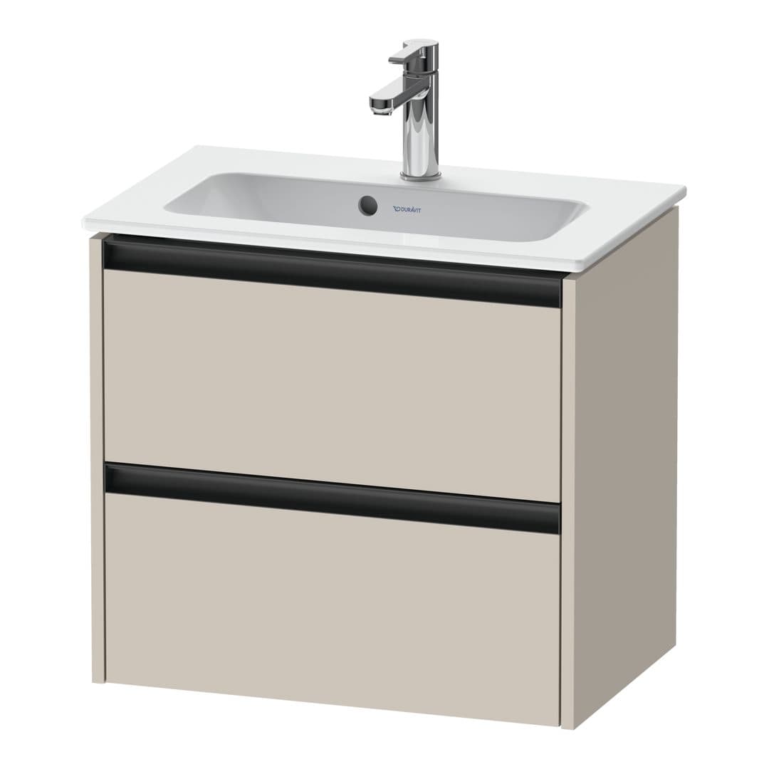 Duravit Ketho.2 – Έπιπλο Νιπτήρα – 610 mm, 2 συρτάρια, νιπτήρας κέντρο, Compact – Taupe Matt, Decor (K25255091910000)