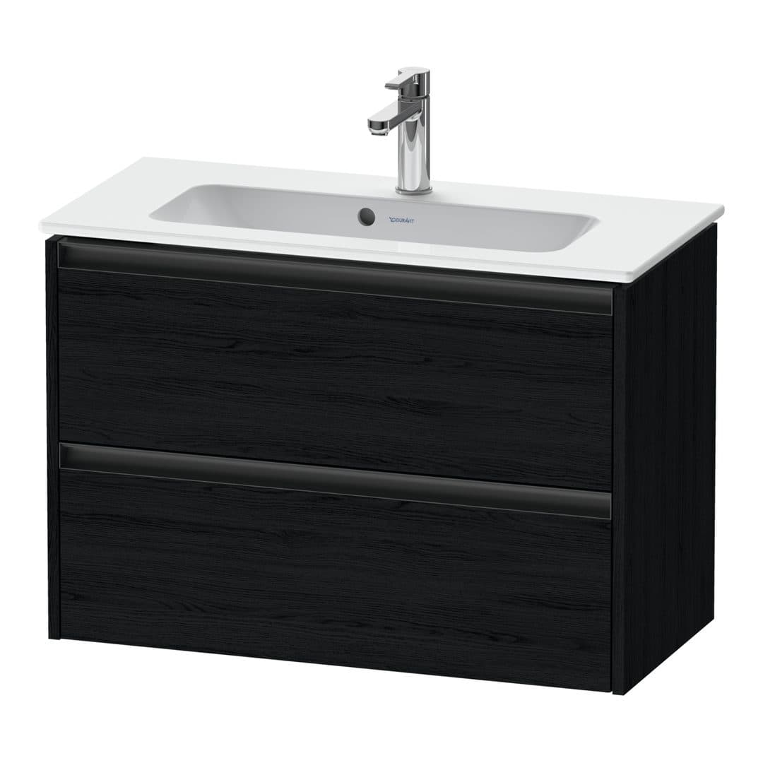 Duravit Ketho.2 – Έπιπλο Νιπτήρα – 810 mm, 2 συρτάρια, νιπτήρας κέντρο, Compact – Black oak Matt, Decor (K25256016160000)