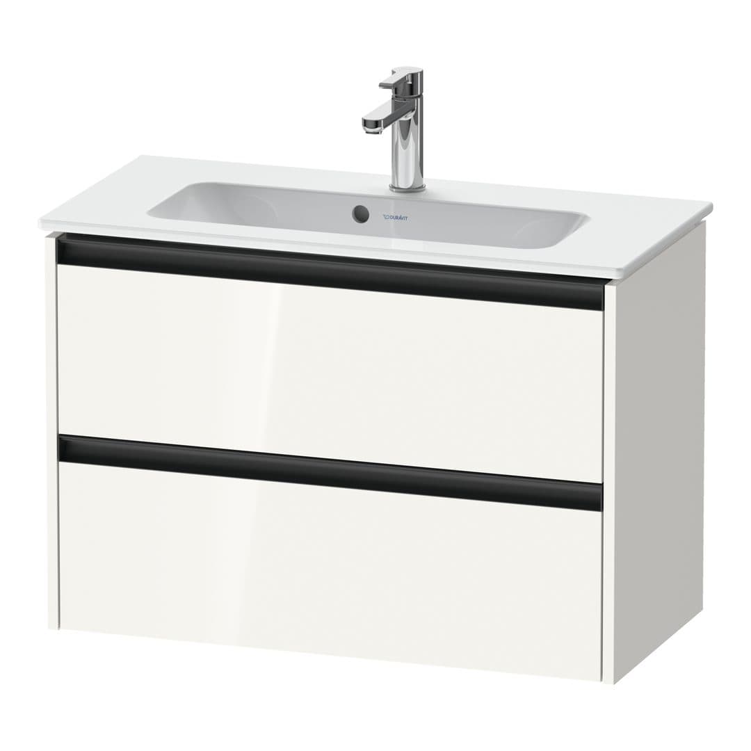 Duravit Ketho.2 – Έπιπλο Νιπτήρα – 810 mm, 2 συρτάρια, νιπτήρας κέντρο, Compact – White High Gloss, Decor (K25256022220000)