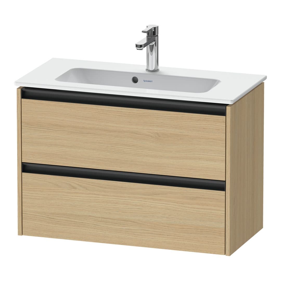 Duravit Ketho.2 – Έπιπλο Νιπτήρα – 810 mm, 2 συρτάρια, νιπτήρας κέντρο, Compact – Natural oak, Decor (K25256030300000)