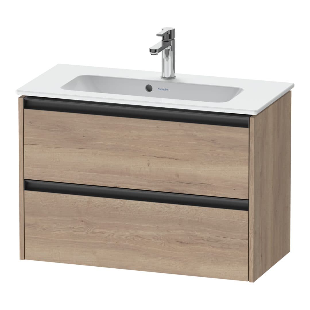 Duravit Ketho.2 – Έπιπλο Νιπτήρα – 810 mm, 2 συρτάρια, νιπτήρας κέντρο, Compact – Marbled Oak Matt, Decor (K25256055550000)